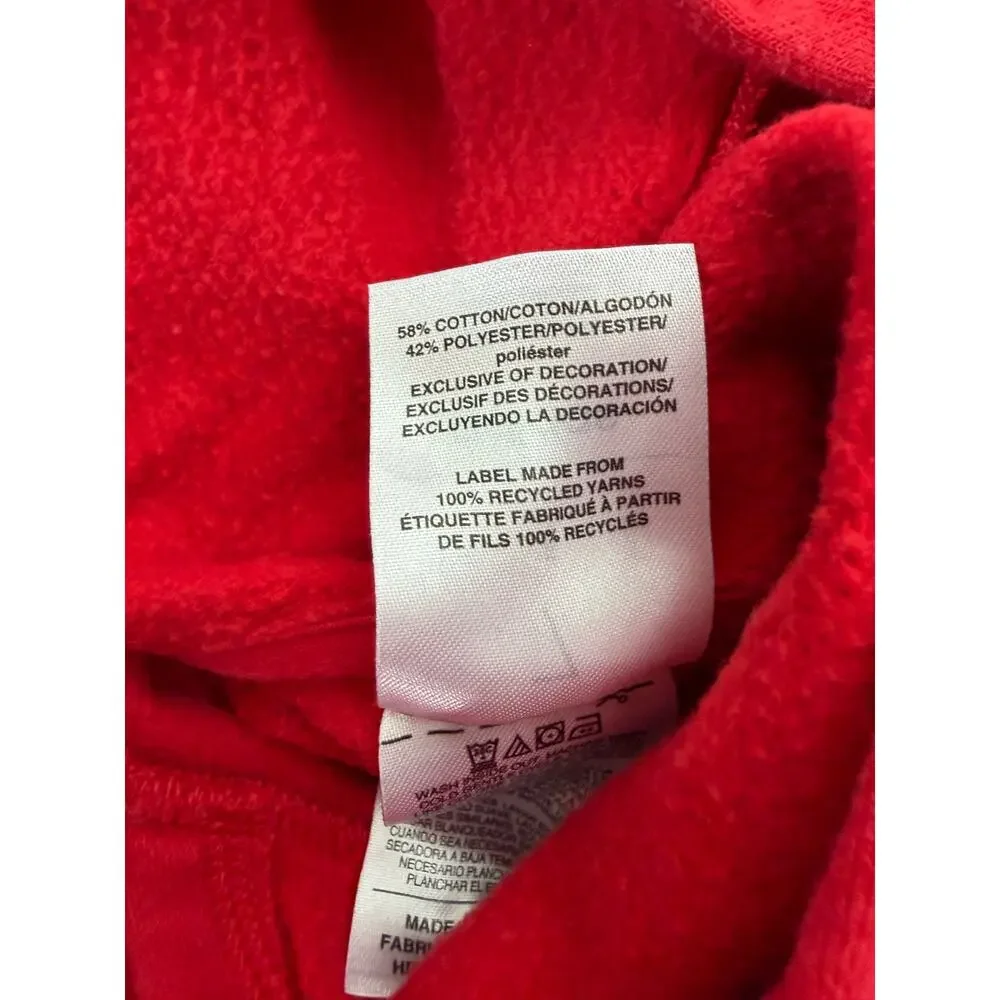 Adidas Kids Size 7 Red 3-Stripes Fleece Pullover Hoodie Kangaroo Pocket